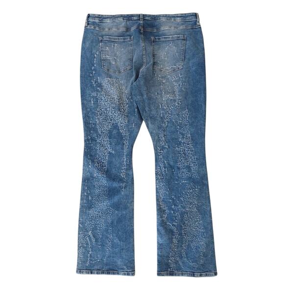 Nova Men's Blue Jeans Sz 42 Switch Up The Flow Stacked Slim Fade Detail Distress - Picture 4 of 16